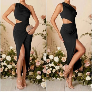 Luxe One Shoulder Split Thigh Party Sexy Evening Dress